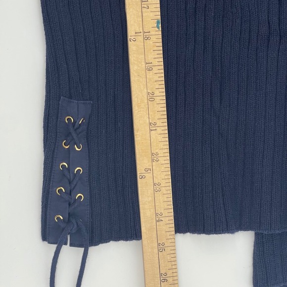 Lauren Ralph Lauren Navy Ribbed Cotton Boat Neck Sweater XL Lace Up Sides Nautic - Picture 5 of 7